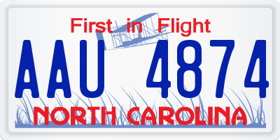 NC license plate AAU4874
