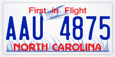 NC license plate AAU4875