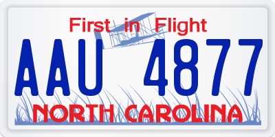 NC license plate AAU4877