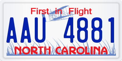 NC license plate AAU4881
