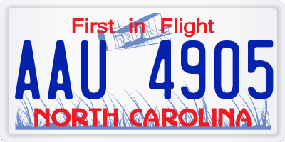 NC license plate AAU4905