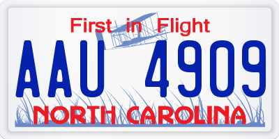 NC license plate AAU4909
