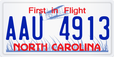 NC license plate AAU4913