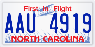 NC license plate AAU4919