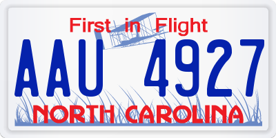 NC license plate AAU4927