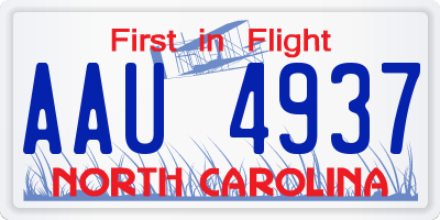 NC license plate AAU4937