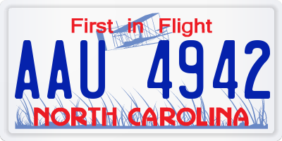 NC license plate AAU4942