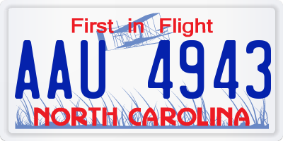 NC license plate AAU4943
