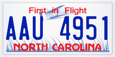 NC license plate AAU4951