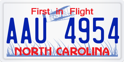 NC license plate AAU4954