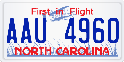 NC license plate AAU4960