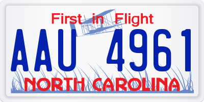 NC license plate AAU4961
