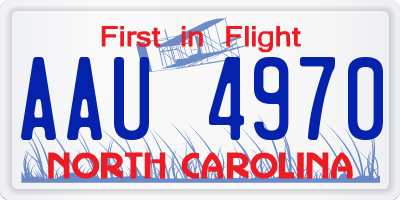 NC license plate AAU4970