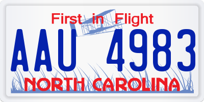 NC license plate AAU4983