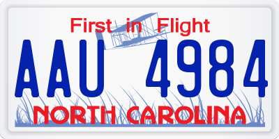 NC license plate AAU4984