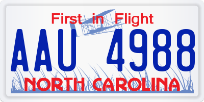 NC license plate AAU4988