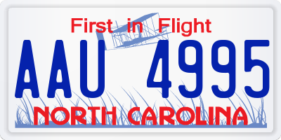 NC license plate AAU4995