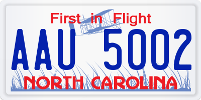 NC license plate AAU5002