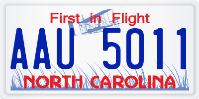 NC license plate AAU5011
