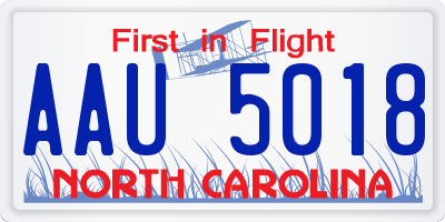 NC license plate AAU5018
