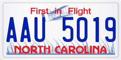NC license plate AAU5019