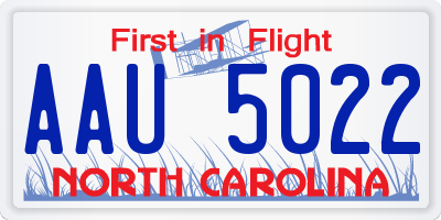 NC license plate AAU5022