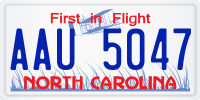 NC license plate AAU5047