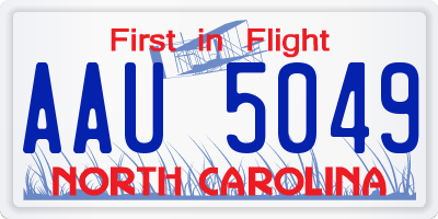 NC license plate AAU5049