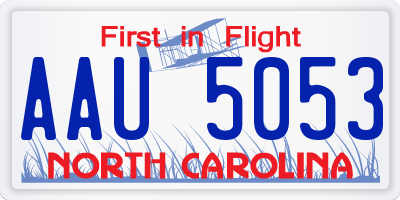 NC license plate AAU5053