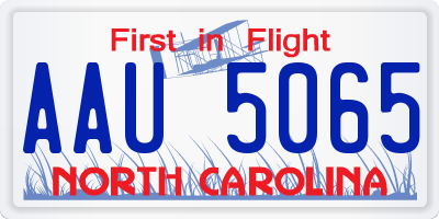 NC license plate AAU5065