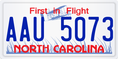 NC license plate AAU5073