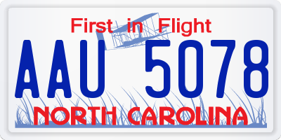 NC license plate AAU5078
