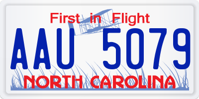 NC license plate AAU5079