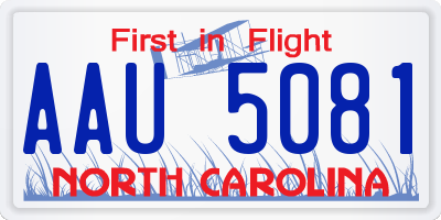 NC license plate AAU5081