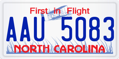 NC license plate AAU5083