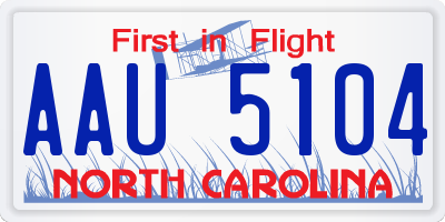NC license plate AAU5104