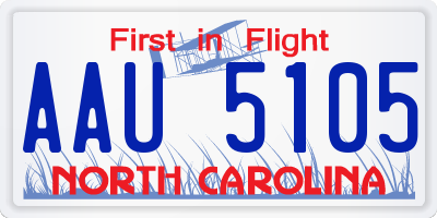 NC license plate AAU5105