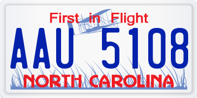 NC license plate AAU5108