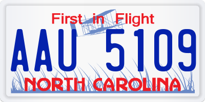 NC license plate AAU5109