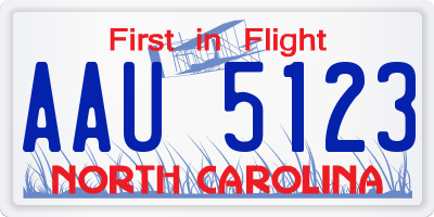NC license plate AAU5123