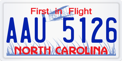 NC license plate AAU5126