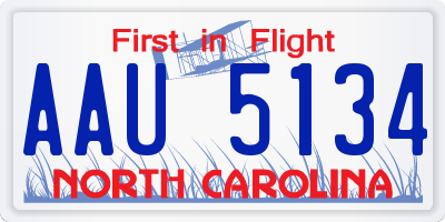 NC license plate AAU5134