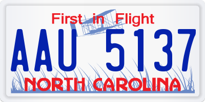 NC license plate AAU5137