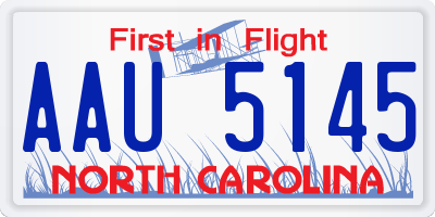 NC license plate AAU5145