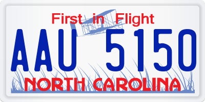 NC license plate AAU5150