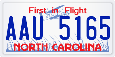 NC license plate AAU5165