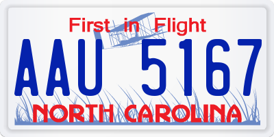 NC license plate AAU5167