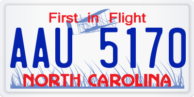 NC license plate AAU5170