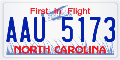 NC license plate AAU5173