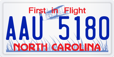 NC license plate AAU5180